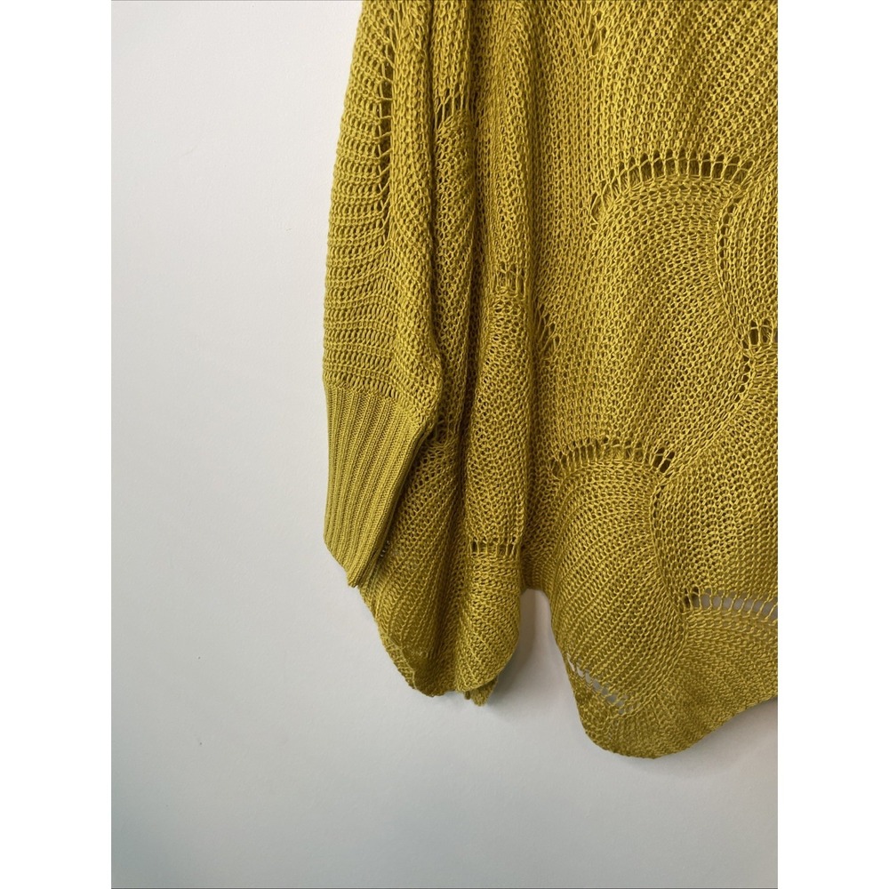 ChicSoul 1X/2X‎ Mustard Open Knit Sweater Oversized Tunic Pullover Boho - Picture 2 of 15